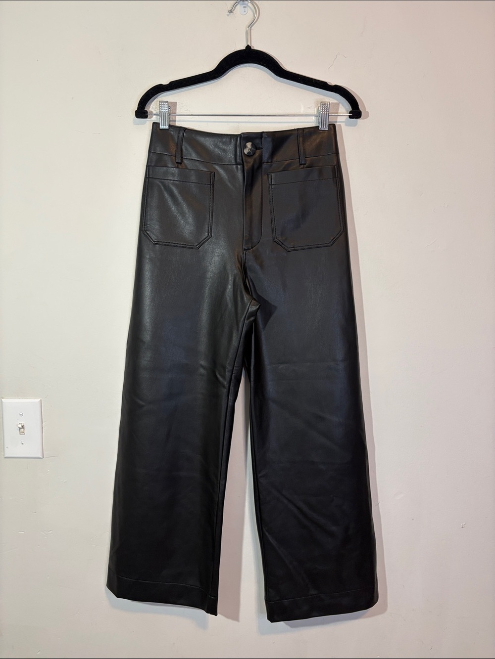 Maeve "The Colette" Cropped Wide Leg Vegan Leather High Rise Pants Anthropologie